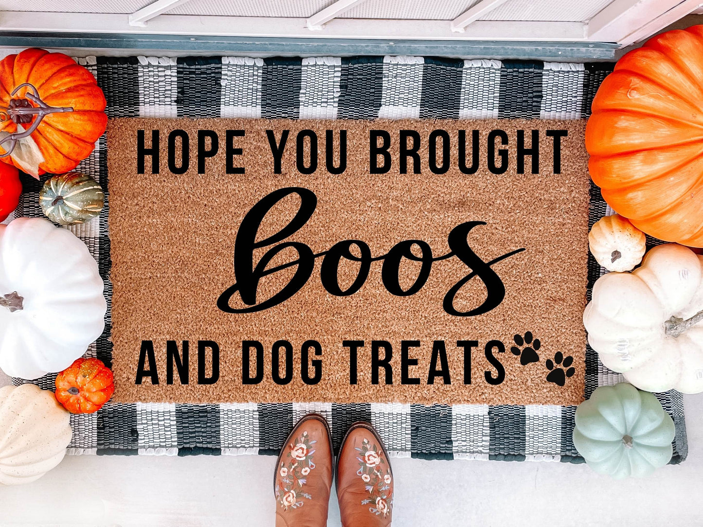 Hope You Brought Boos and Dog Treats Doormat