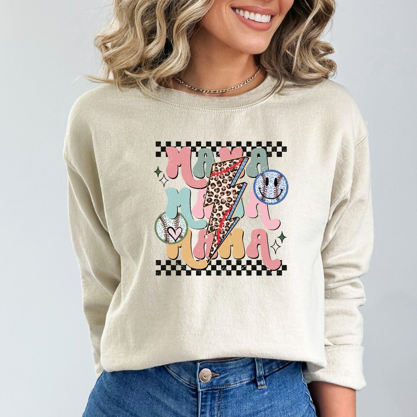 Retro Baseball Mama Sweatshirt