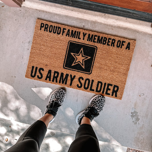 Proud Family Member Custom Military Doormat