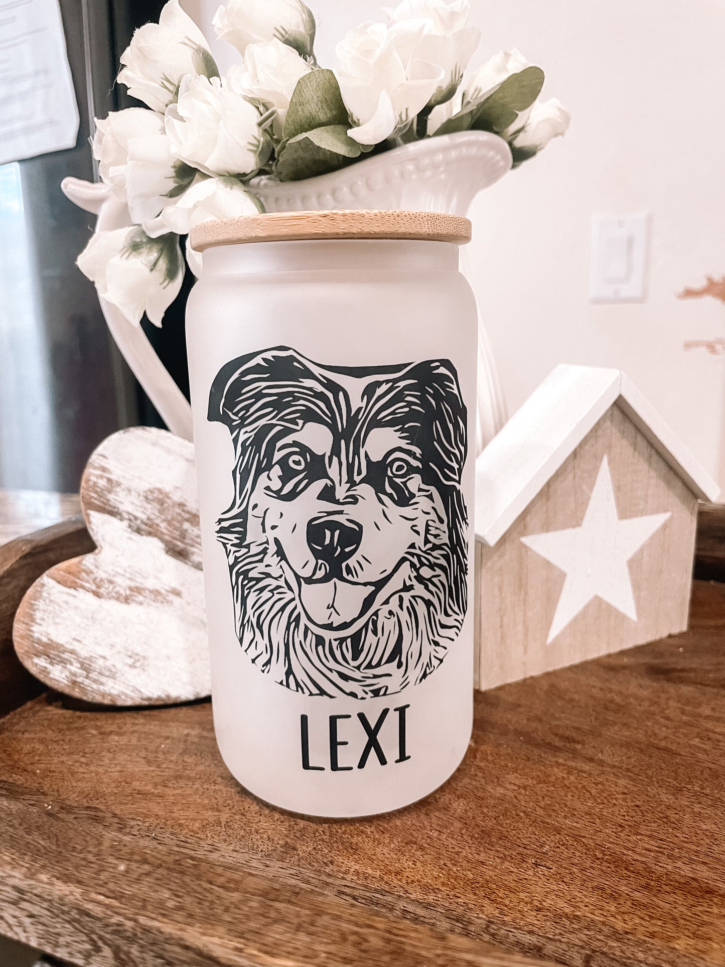 Custom Dog/Pet Sublimation Glass Can