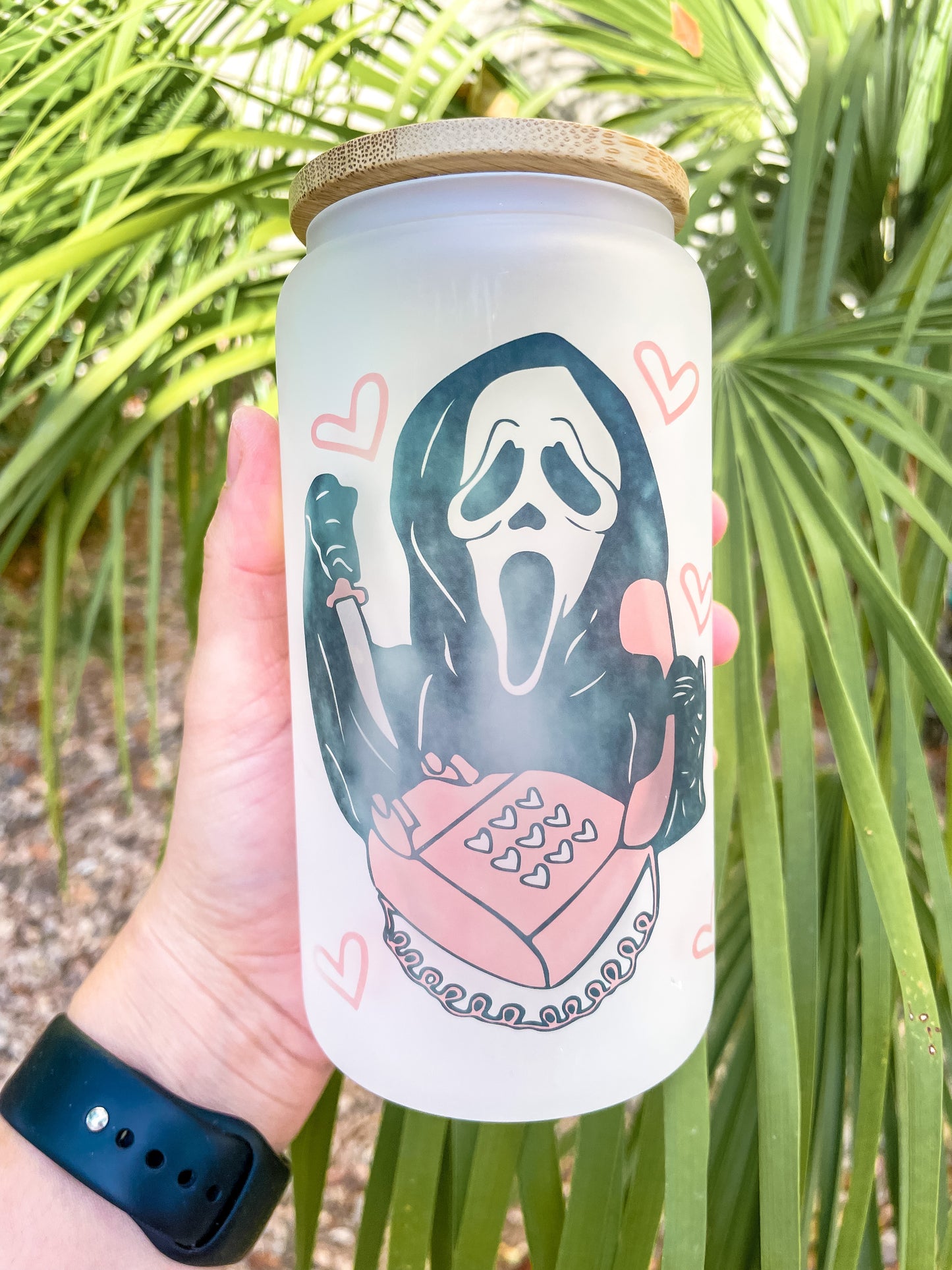 Discounted Ghost Face Sublimation Glass Can