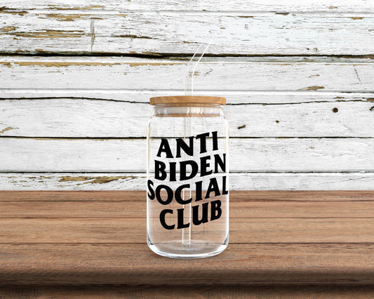 Anti Biden Social Club Glass Can