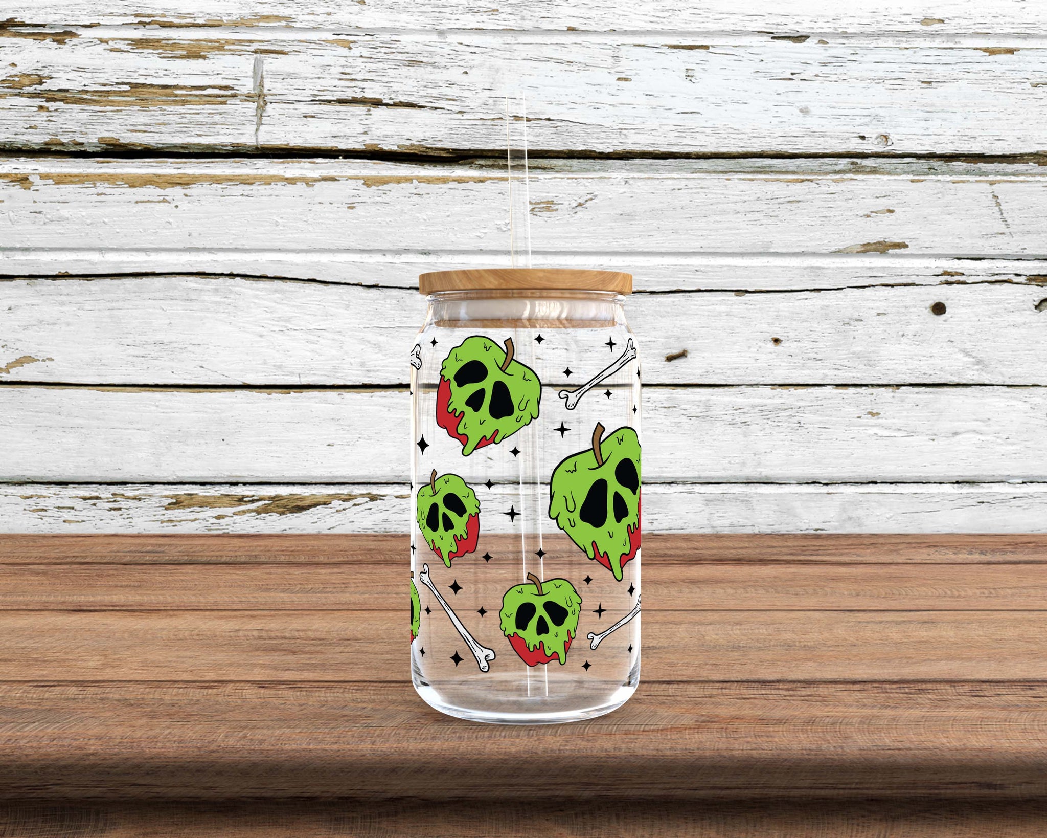 Apple Skull Wrap Sublimation Glass Can