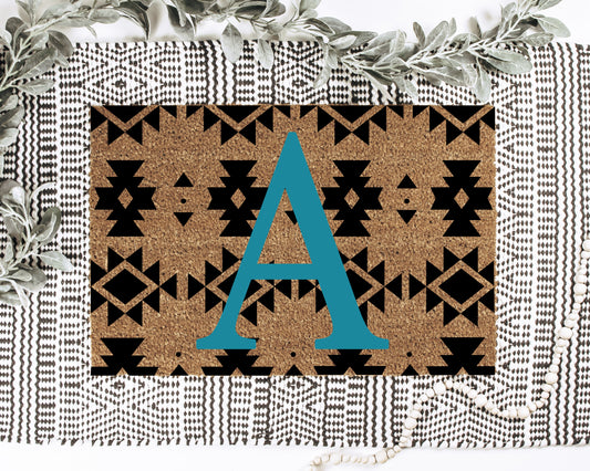 Aztec Monogram Personalized Doormat