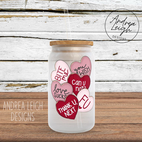 Valentine Hearts Sublimation Glass Can Wrap