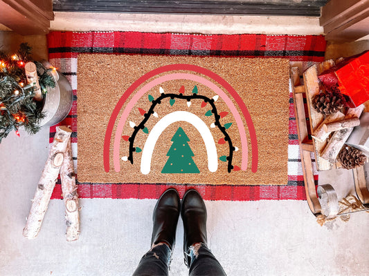 Boho Christmas Rainbow Doormat