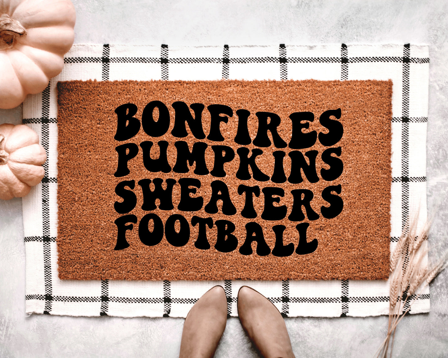 Bonfires Pumpkins Sweaters Football Doormat