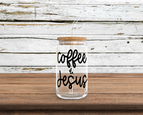 Coffee & Jesus Glass Can