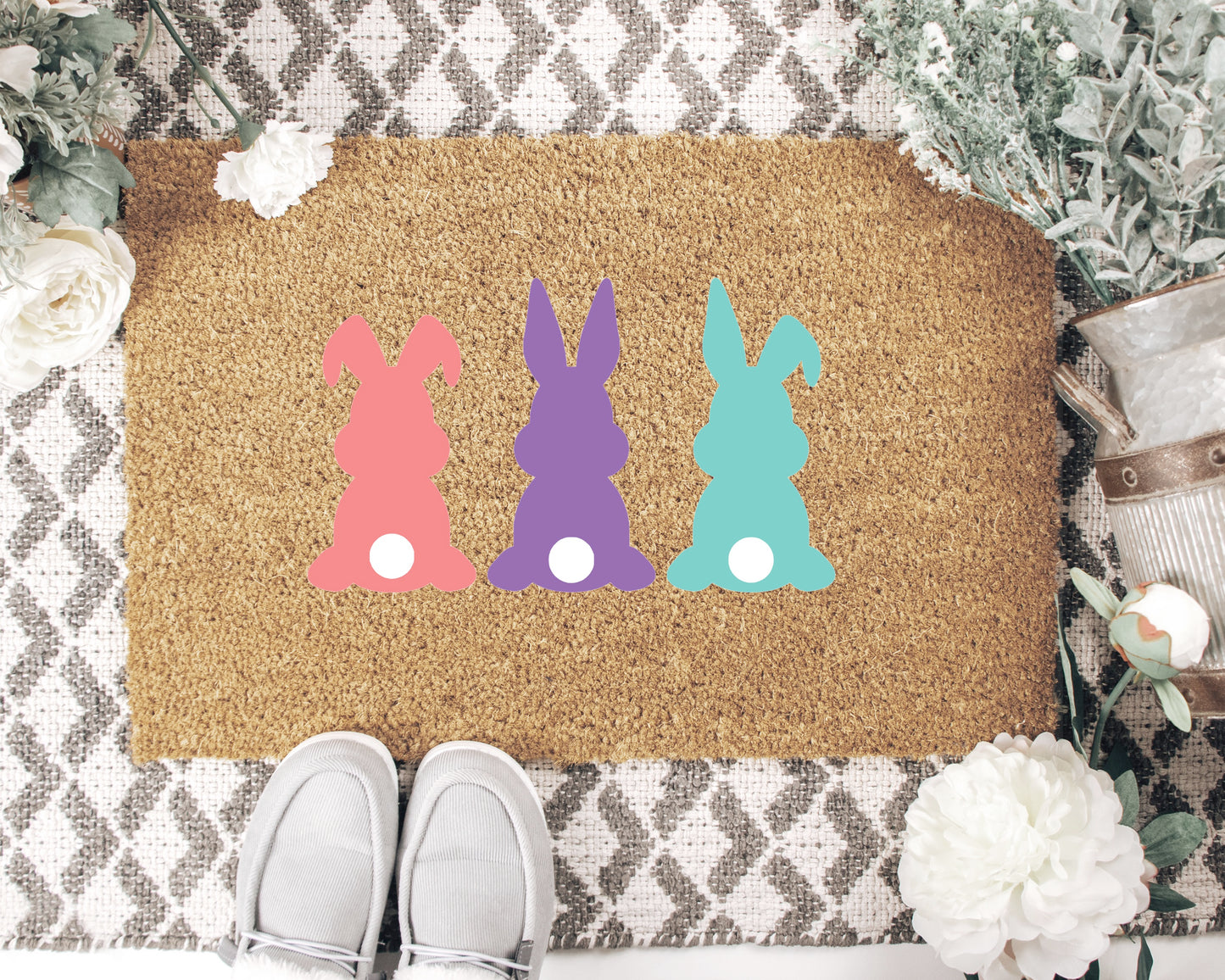 Colorful Bunnies Doormat