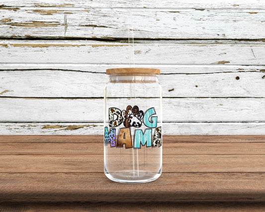 Dog Mama Sublimation Glass Can