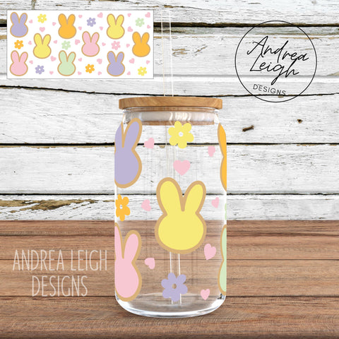 Easter Bunny Sublimation Glass Can Wrap