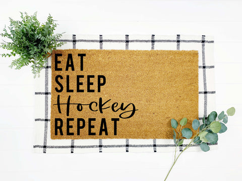 Eat Sleep Hockey Repeat Doormat