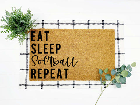 Eat Sleep Softball Repeat Doormat