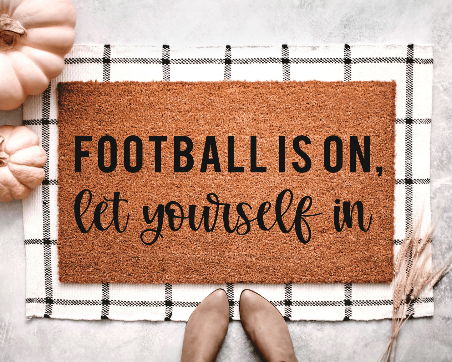 Football is on Let Yourself In Doormat