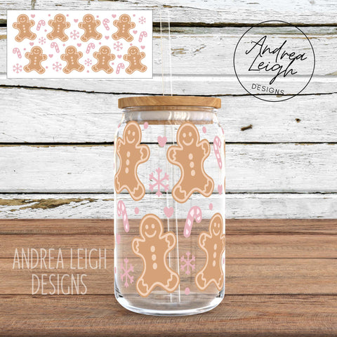 Gingerbread Man Christmas Sublimation Glass Can Wrap
