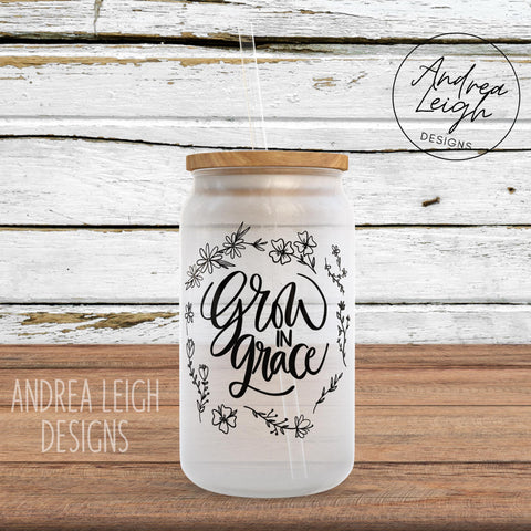 Grow in Grace Sublimation Glass Can