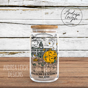 Halloweentown Sublimation Glass Can