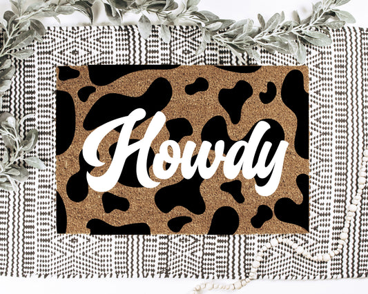 Howdy Cow Print Doormat