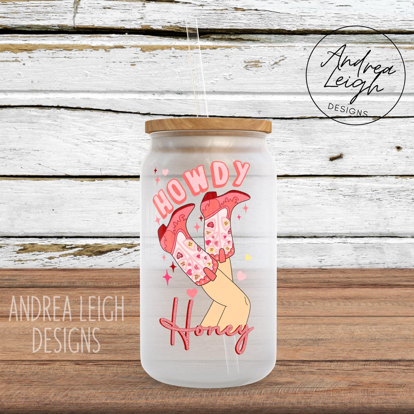 Howdy Honey Sublimation Glass Can