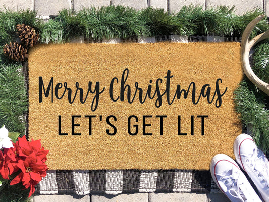 Merry Christmas Let's Get Lit Doormat
