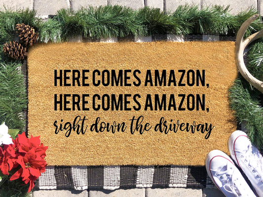 Here Comes Amazon Right Down the Driveway Doormat
