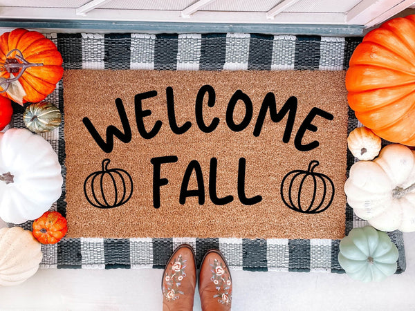 Welcome Doormat | Welcome Fall | Welcome Pumpkin | Welcome Mat | Fall Porch Decor | Fall Doormat | Cute Doormat | Fall Mat | Pumpkin | Fall