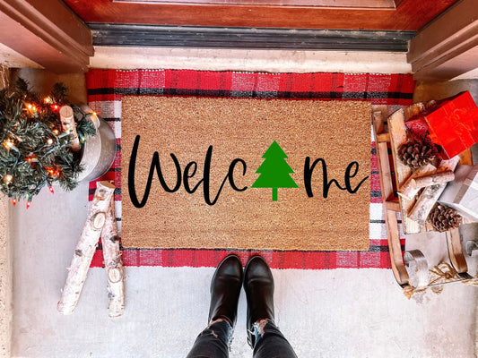 Welcome Christmas Tree Doormat
