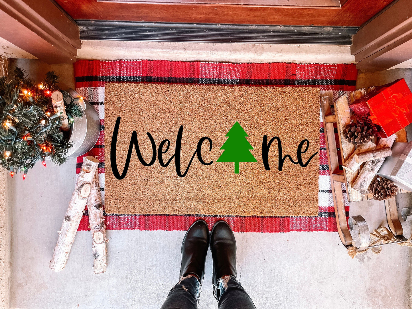 Welcome Christmas Tree Doormat