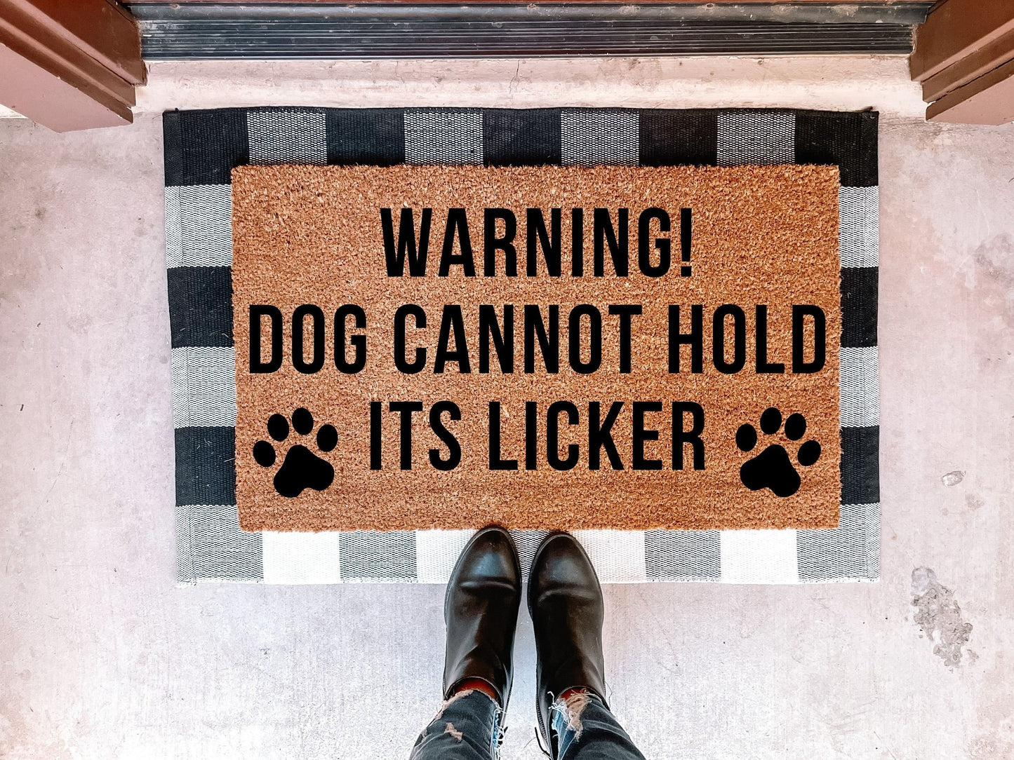 Warning Dog Can't Hold It's Licker Doormat