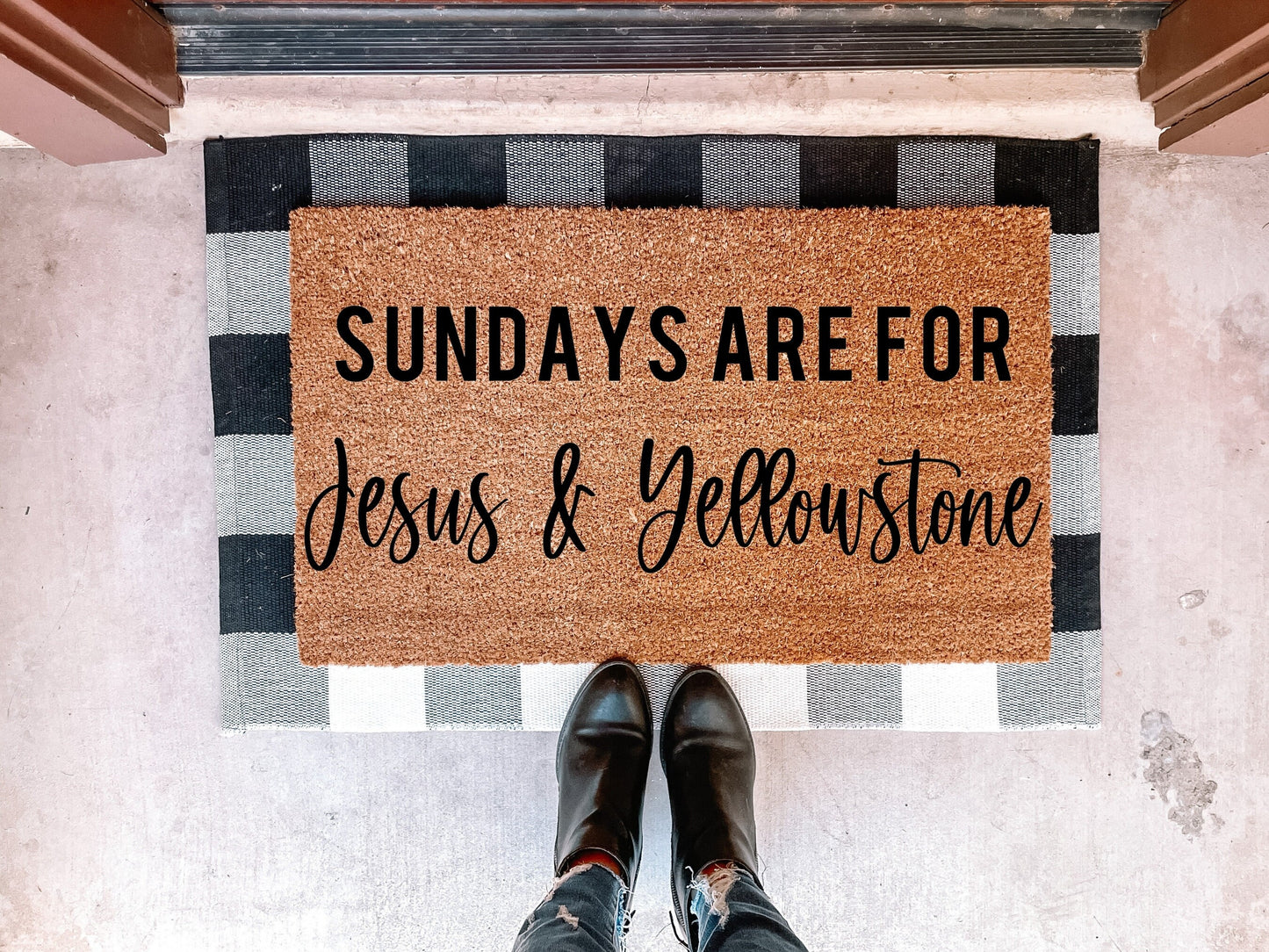 Sundays Are For Jesus & Yellowstone Doormat