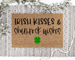 Irish Kisses and Shamrock Wishes Doormat