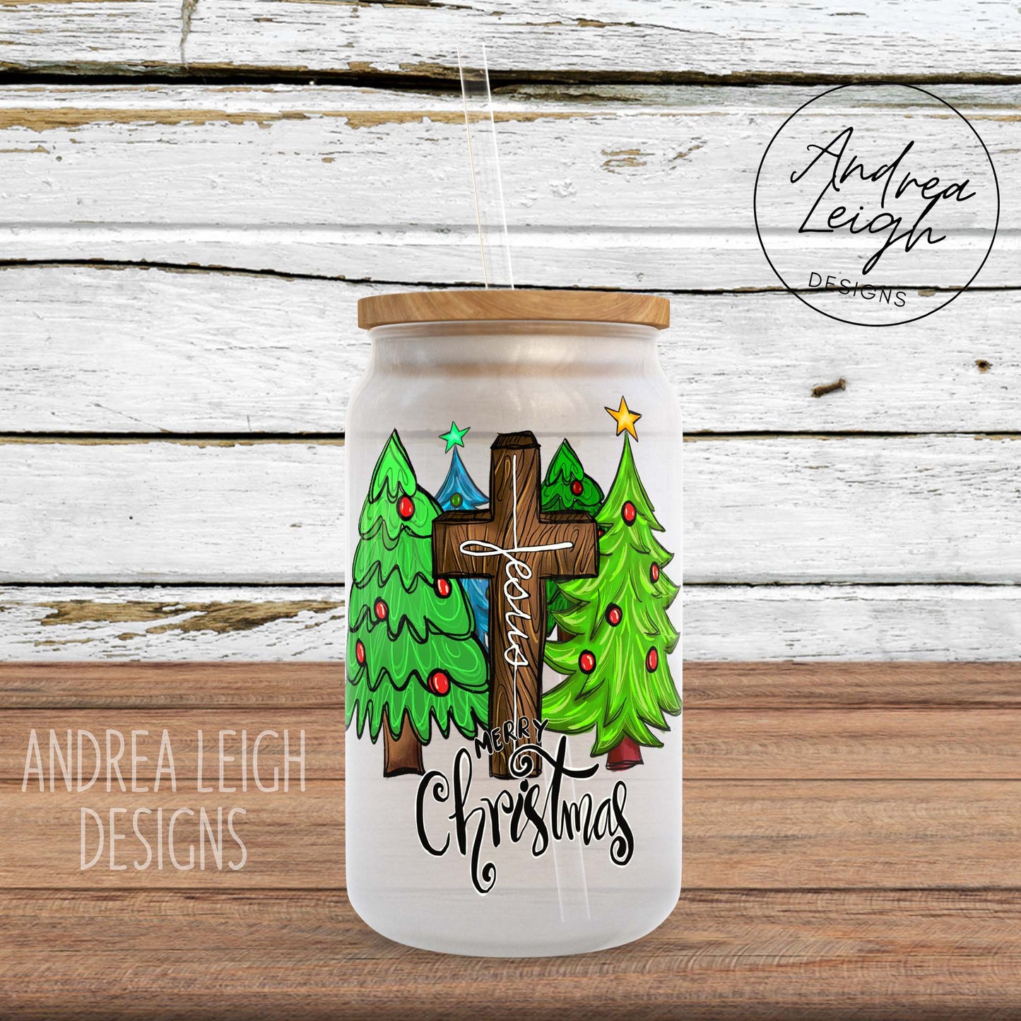 Jesus Christmas Sublimation Glass Can
