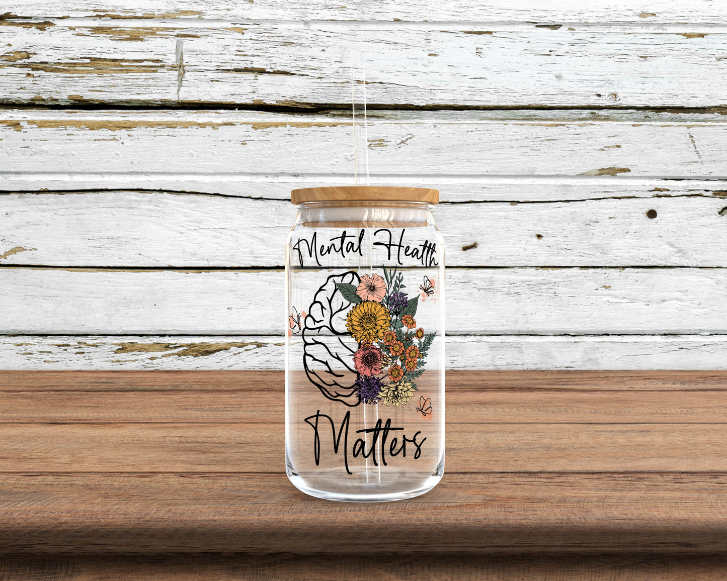 Mental Health Matters Sublimation Glass Can