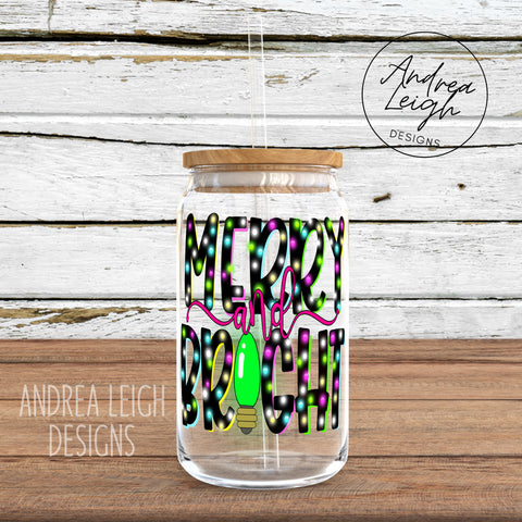 Merry and Bright Sublimation Glass Can