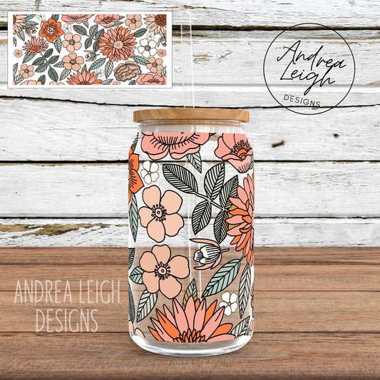 Flower Wrap Glass Can