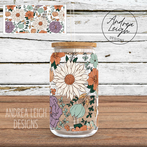 Flower Wrap Glass Can
