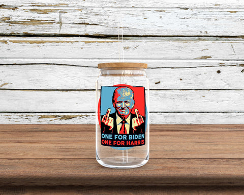 One for Biden, One for Harris Sublimation Glass Can