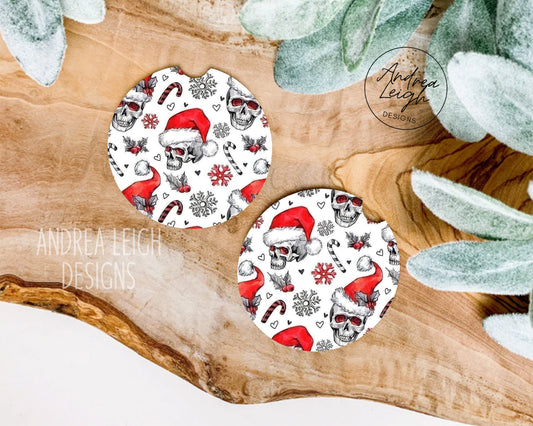 Skull Christmas Car Coasters