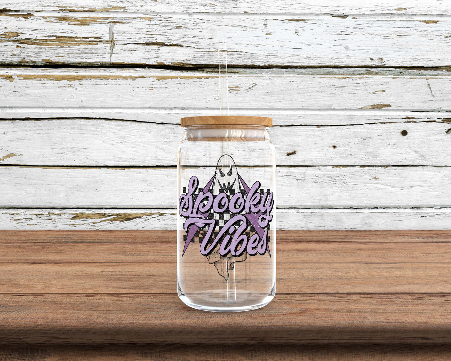 Spooky Vibes Sublimation Glass Can