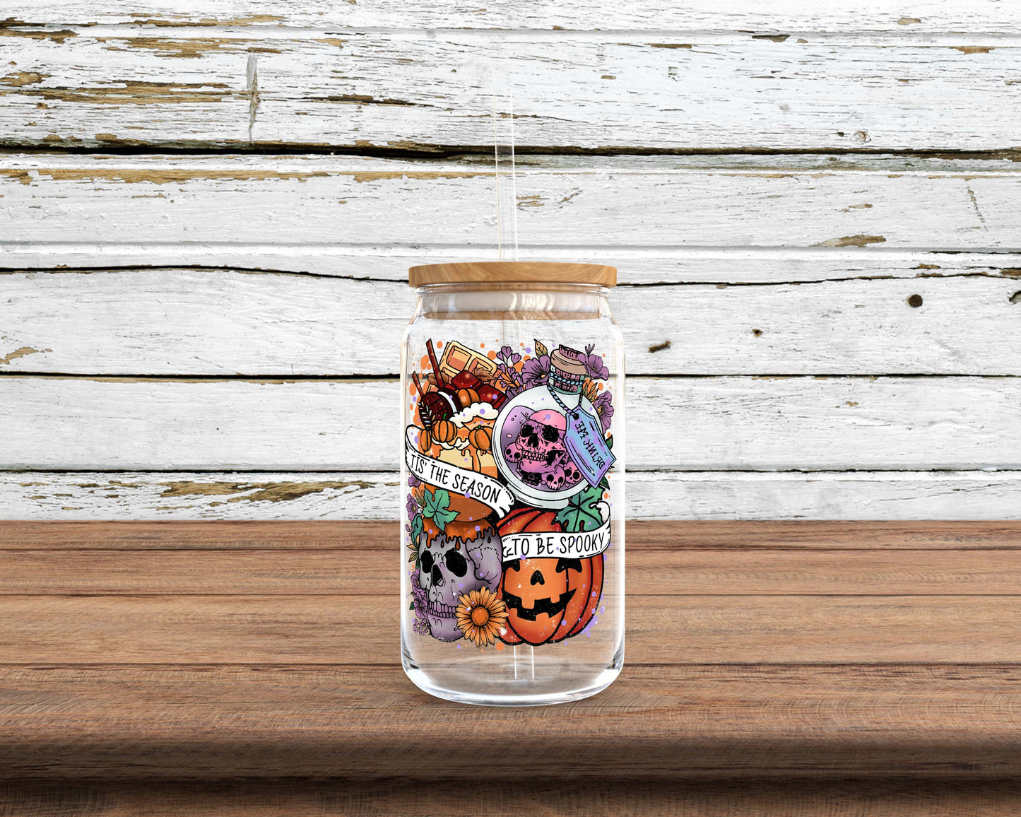Tis the Season to be Spooky Sublimation Glass Can