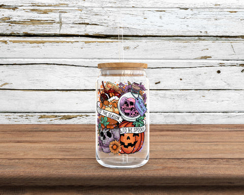 Tis the Season to be Spooky Sublimation Glass Can