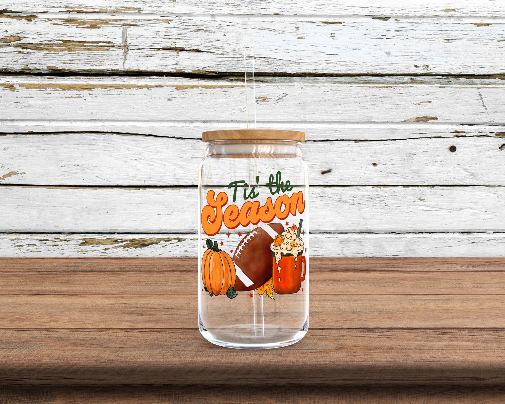 Tis the Season Sublimation Glass Can