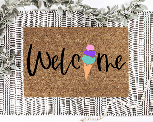 Welcome Ice Cream Cone Doormat