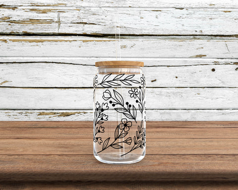 Wildflower Sublimation Glass Can